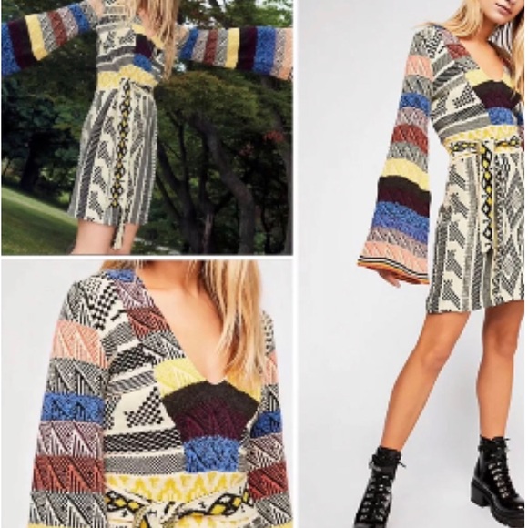 Free people patchwork sweater dress - Picture 2 of 5